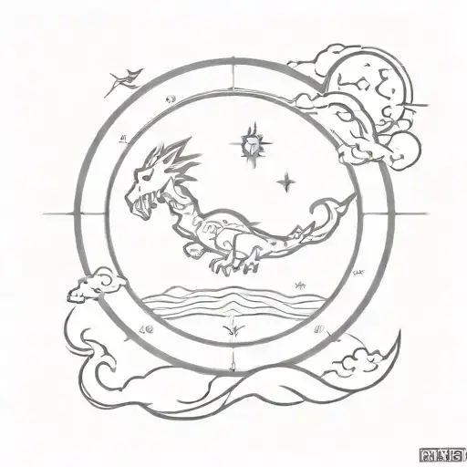 Planet Earth With A Dragon A Compass And A Sun Behind Hit
