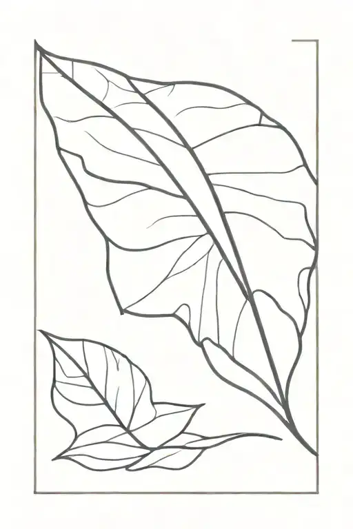 A Simple Leaf In A Rectangular Frame