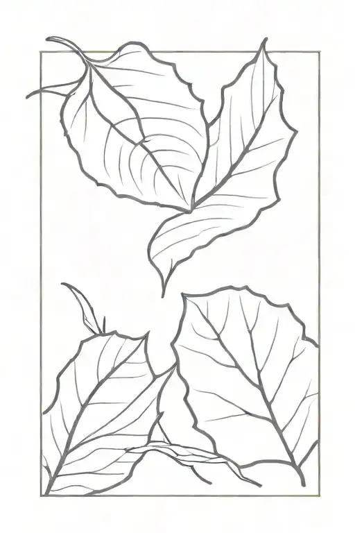 A Simple Drawing Of Leaf Like In A Rectangular Frame