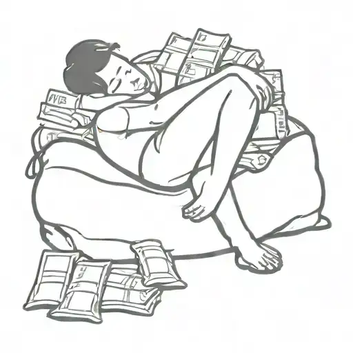 A Trader Taking A Nap On A Pile Of Money Bags