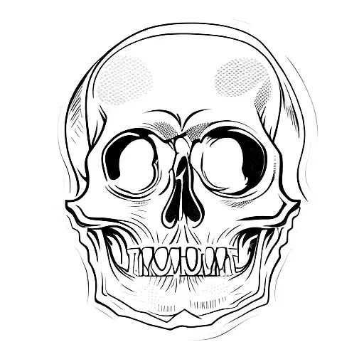 Skull With Movie Elements In Minimalist Style