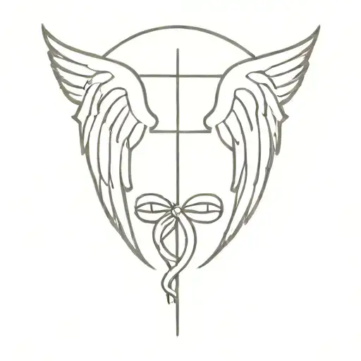 Cross And Angel Wing Attached