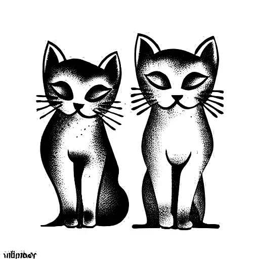 2 Kittens With Flowers And Moon