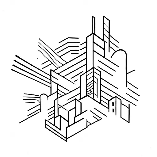 A Minimalist Design Of A Cityscape With Israeli Music Instruments Incorporated