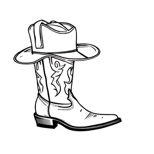 Cowboy Boots With Trucker Hat On Top