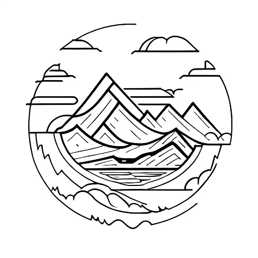 Sunrise With Mountains And Water