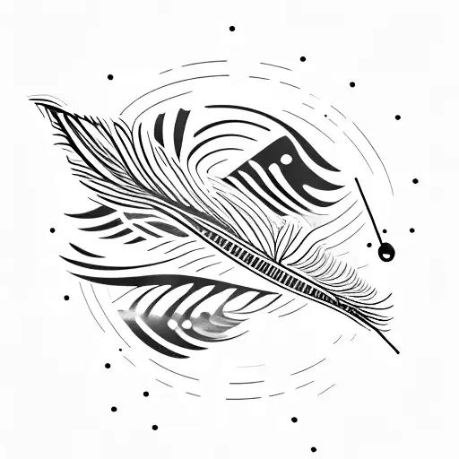 Bird Feather With The Name Nancy As Morse Code In The Feather Branch