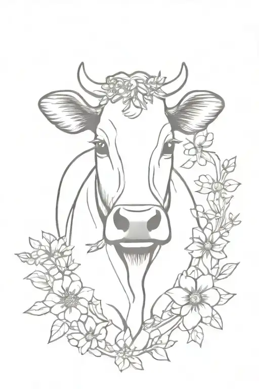 Cow With Bow And Flowers
