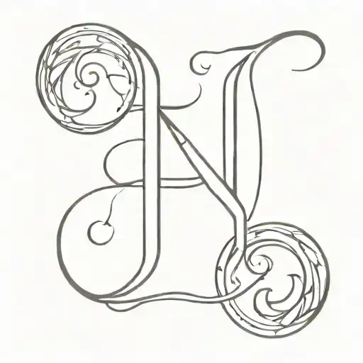 Initial H And J Written In Calligraphy