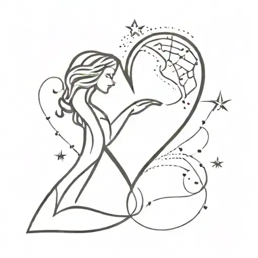 Twin Flame Intertwined With A Heart And Star Constellation