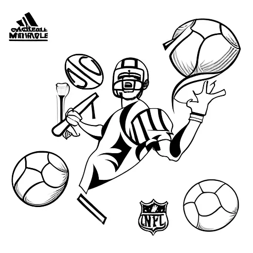 A Football-themed Sleeve Tattoo Featuring Iconic Moments And Symbols From The Sport