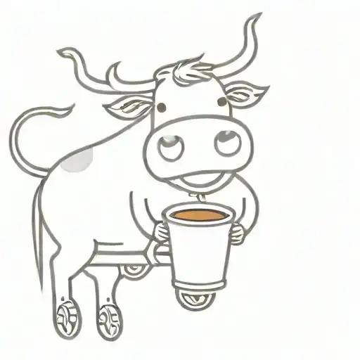 A Cow Riding A Bike And Holding A Cup Of Coffee Cup