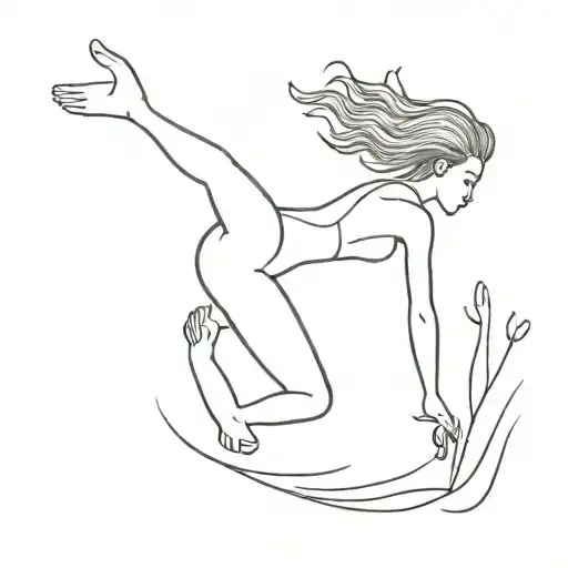 Diving Girl Black And White