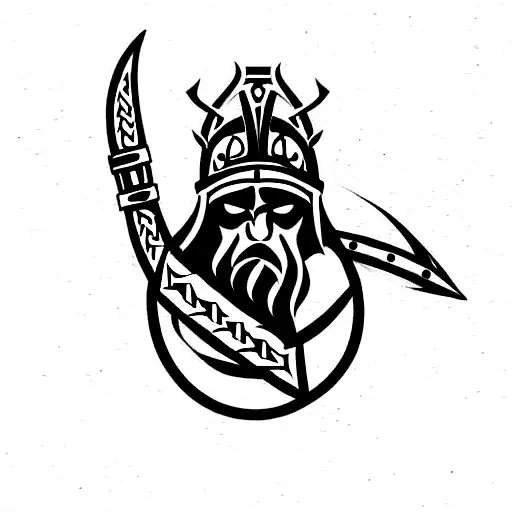 A Sleeve For The Right Arm With A Viking Theme And With Some Touches Of The Sport Of Handball