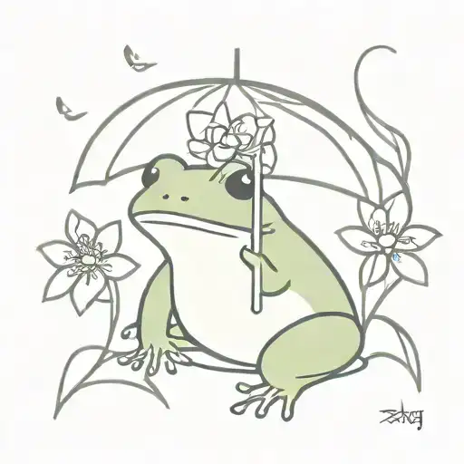 Frog With Flower Umbrella
