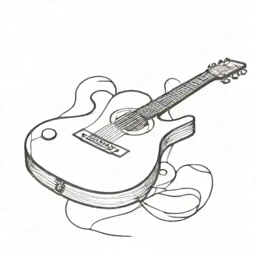 A Minimalist Tattoo Of A Guitar With A Design Twist