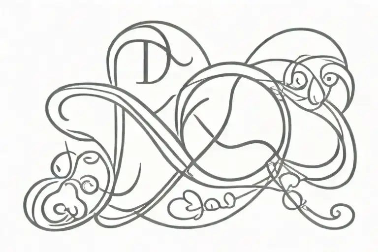 Paw Print Infinity Symbol With Initial T