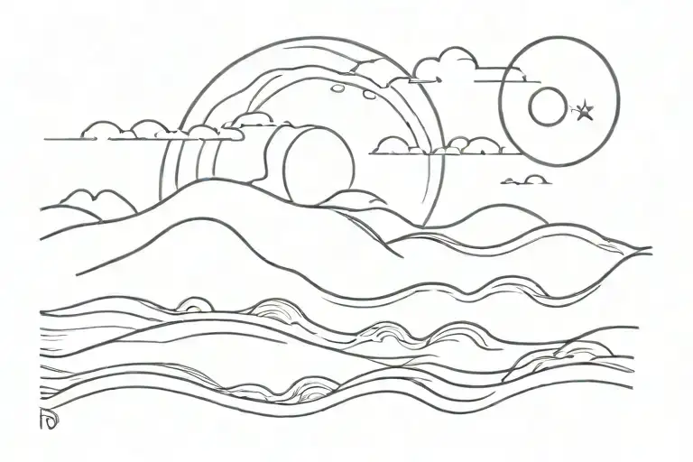 Waves And Rising Sun