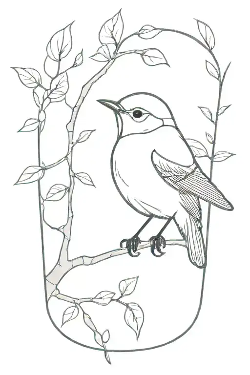 Bluebird On A Branch With A Few Leaves