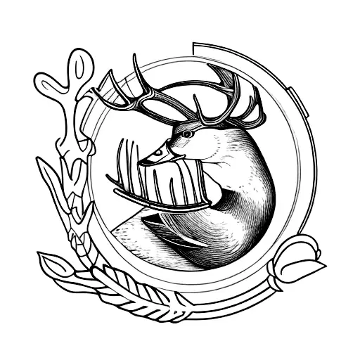 Deer Antlers And A Mallard Duck With January 4Th 1975 In Roman Numerals