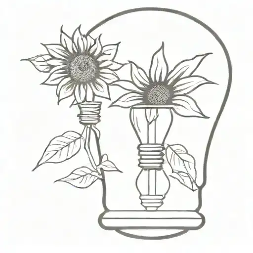 Broken Lightbulb W Sunflower Growing