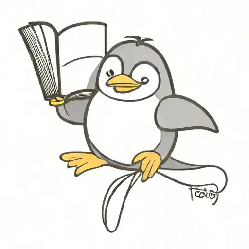Cartoon Penguin Holding A Book Named Flying For Dumbies Upside Down