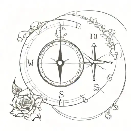 Compass Mixed With Clock All In One