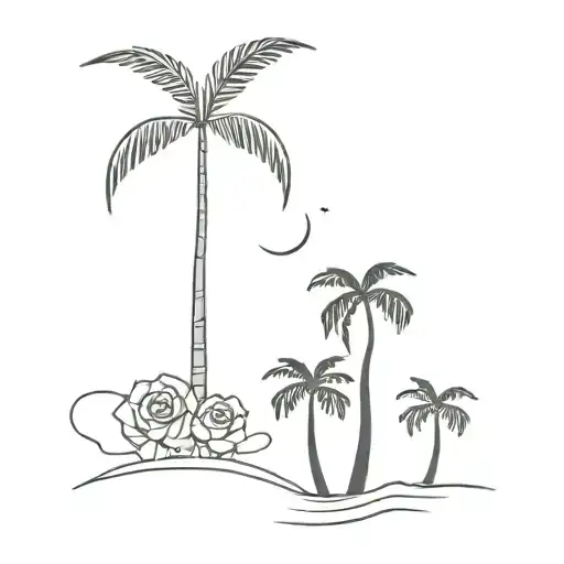 Palm Tree And Rose Tree