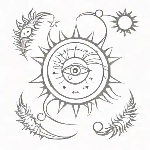 Sun And Moon With Eye