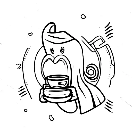 Sheet Ghost Wearing Beanie Drinking Coffee