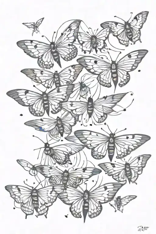 Swarm Of Moths Flying