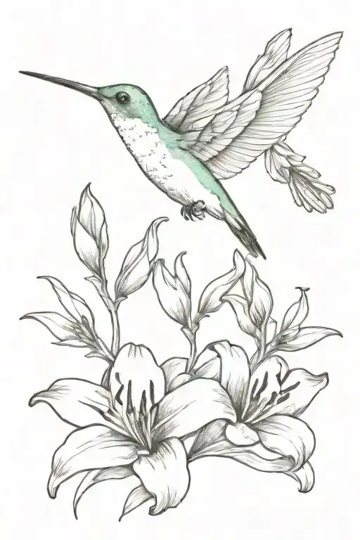 Martinique And Lilies And Hummingbird Flying