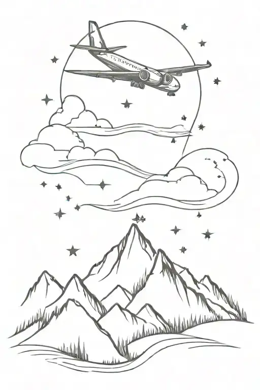 Airplane Around Mountain And Oceans Winters Rivers Stars