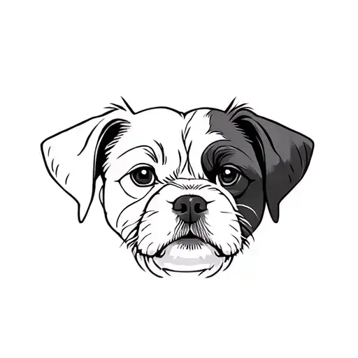 Two Faces Of Dogs Pitbull And Shih Tzu