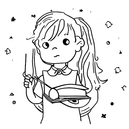 A Beautiful Portrait Of A Child Holding A Book And A Nail File