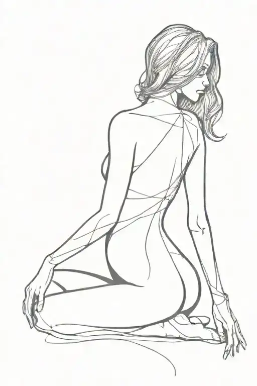 Single Line Minimalist Woman Body Shaped Like