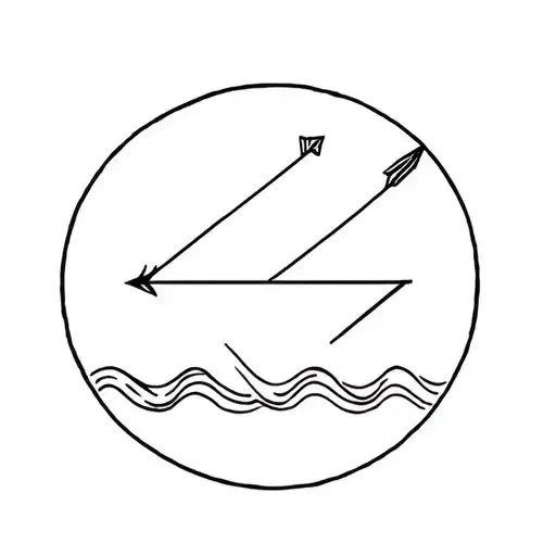 Pices Sign Back Tatto With Waves And Arrow