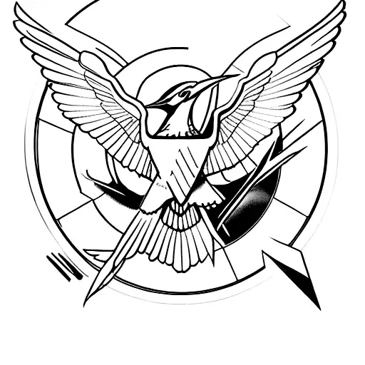 Mockingjay Symbol With Peeta Mellark's Silhouette