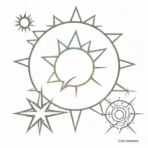 Sun And Star With Cardinal Points