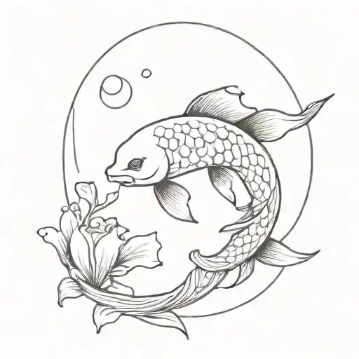 Moon And Koi Fish