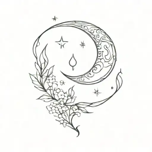 Waxing Crescent Moon With Isa Name Intertwined