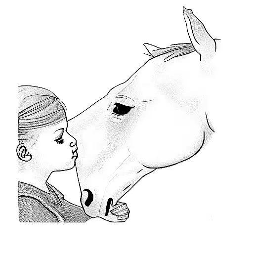A Young Girl Kissing A Horse
