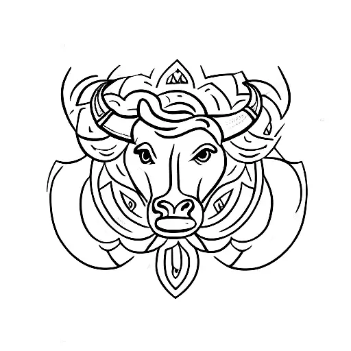 Taurus Symbol With Flowers
