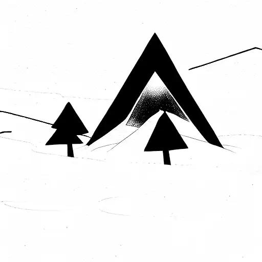 Mountain Scene With Snowboard