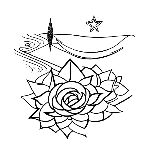 Star And Wave And Elephant Ear Plant