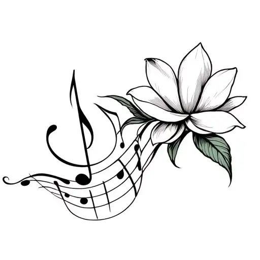 Music Note And Magnolia Flower