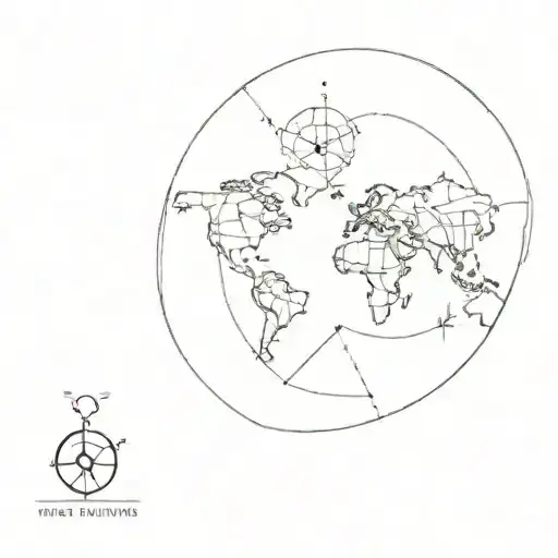 Fine Line Tattoo With Circle Compass And World Map Layered On Top