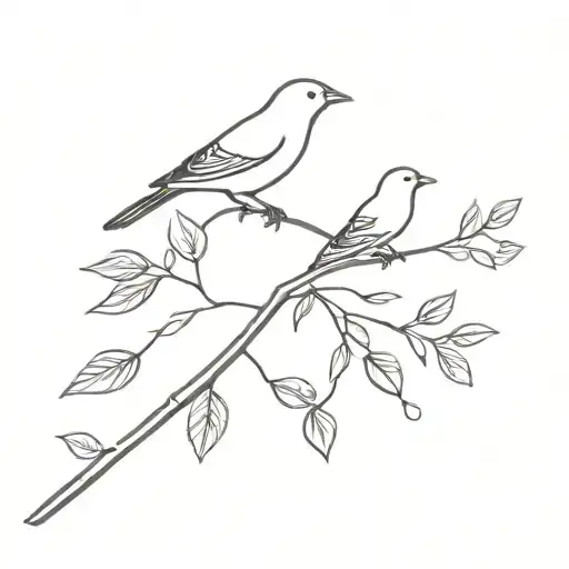 Birds And Tree Branch