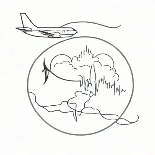 Heartbeat With Airplane Flying Over A World