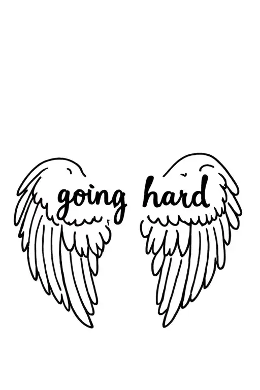 Minimal Angel Wings With Written 'Going Hard' Inside